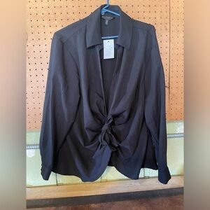 Eloquii tie front collard blouse